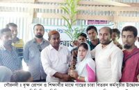 গৌরনদীতে বৃক্ষরোপন শিক্ষার্থীদের মাঝে গাছের চারা বিতরন