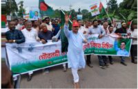 শ্বৈরাচার হাসিনার পলায়নের বর্ষপূতি উপলক্ষে গৌরনদীতে স্বপনের নেতৃত্বে বিজয় র‌্যালী